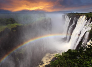 Cascate Victoria con Arcobaleno Zambia