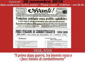 conferenza “1918-2018 il primo dopoguerra. Tra biennio rosso e fasci italiani di combattimento”.