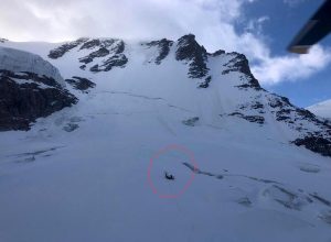Il punto in cui è avvenuto l'incidente, sulla parete Nord.