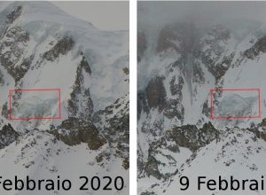 Crollo del Seracco del Ghiacciaio del Gendarme Rouge