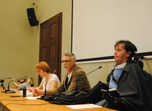 Rete Civica, i consiglieri regionali Chiara Minelli e Alberto Bertin. Al centro il consigliere comunale di Aosta Loris Sartore