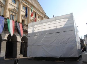 Il restauro dell'"Alpino" di piazza Chanoux