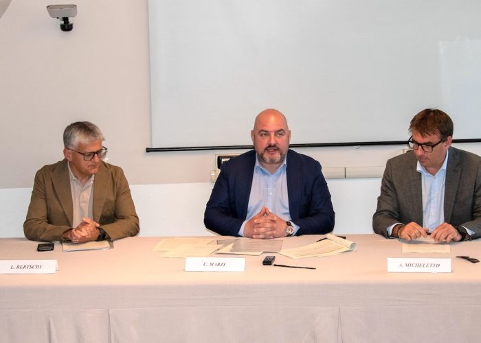 La presentazione del progetto RiAttivazioni in Rete. Da sx, Bertschy, Marzi e Micheletto