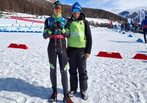 Fabrizio Lombard con uno dei suoi figli sulla pista