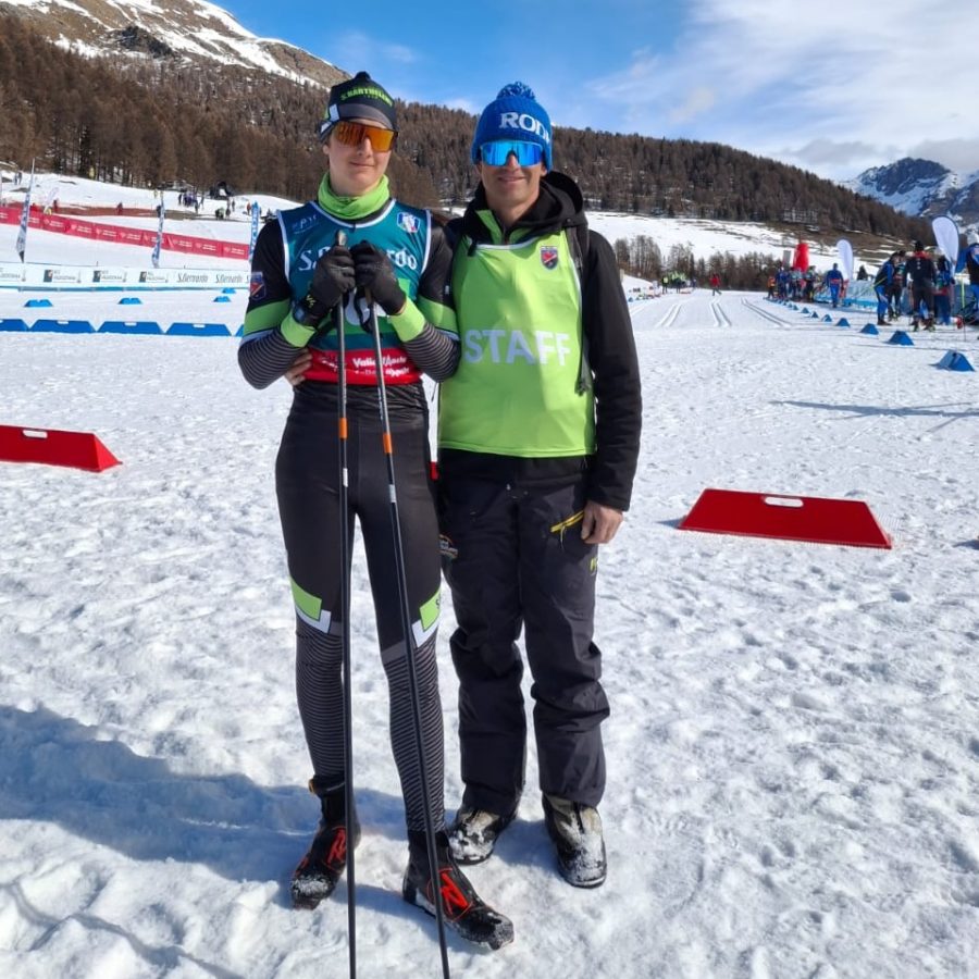 Fabrizio Lombard con uno dei suoi figli sulla pista