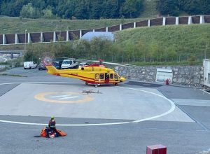 L'elisoccorso alla base di Courmayeur.