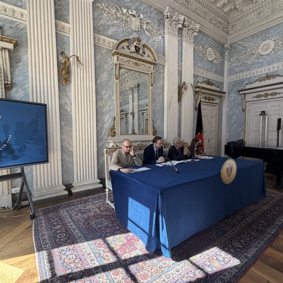 La presentazione degli eventi dell'Union Valdôtaine. Da sx: Martinet, Farcoz, Caveri e Hugonin