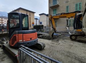 I lavori alla fognatura in via Monte Vodice, ad Aosta