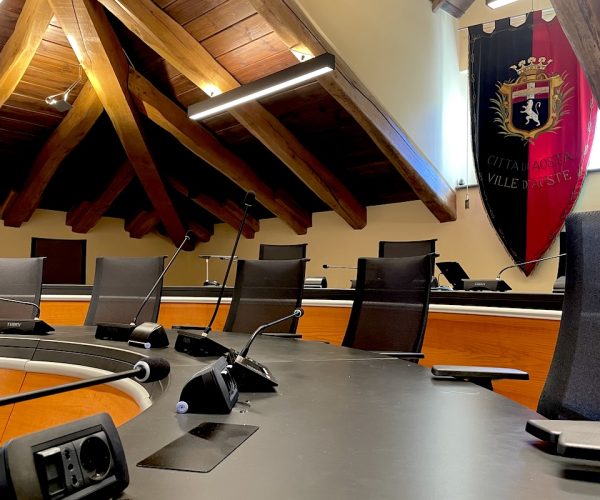 L'aula del Consiglio comunale di Aosta