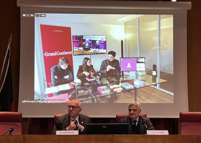 Renzo Testolin e Luciano Caveri alla conferenza di presentazione de le Sommet Grand Continent