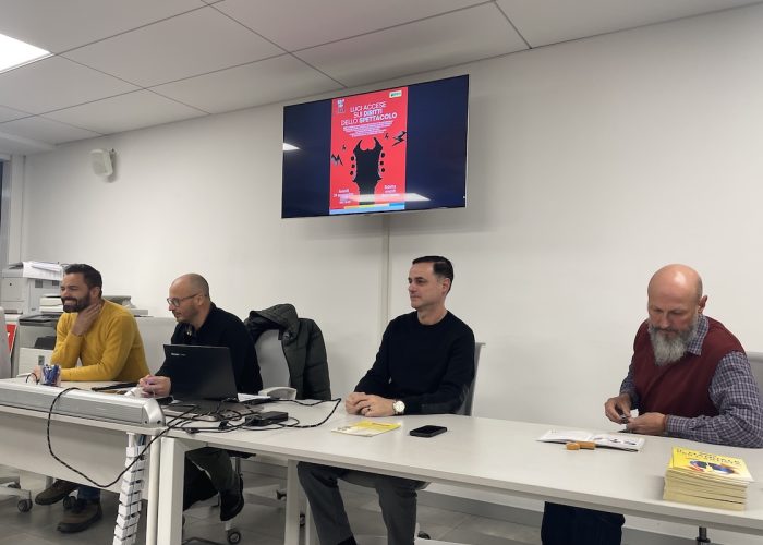 La presentazione della collaborazione tra Savt e la cooperativa Esibirsi. Da sx: Dallara, Albertinelli, Biasin e Enrietti