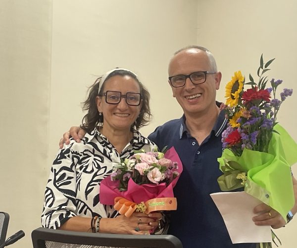 Il passaggio di consegne tra D'Agostino e Mauro Tamborin, neo segretario della Flc Cgil VdA