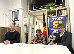 La conferenza stampa della Lega Vallée d'Aoste. Da sx: Manfrin, Boldi e Bellora