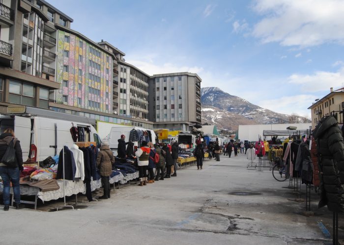 Il mercato di Aosta (foto gennaio 2021)