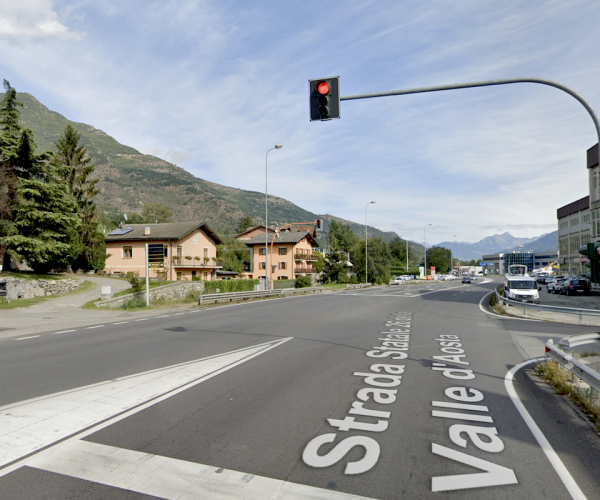 Il semaforo in località Amérique, a Quart