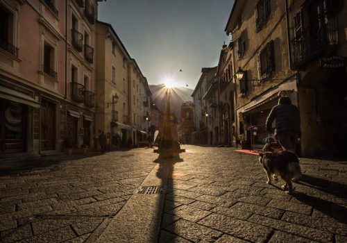 Il sole illumina il Cardo Maximus nel solstizio d'inverno - foto di Enrico Romanzi