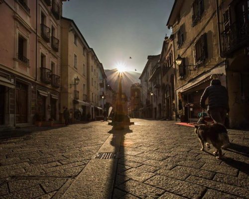 Il sole illumina il Cardo Maximus nel solstizio d'inverno - foto di Enrico Romanzi