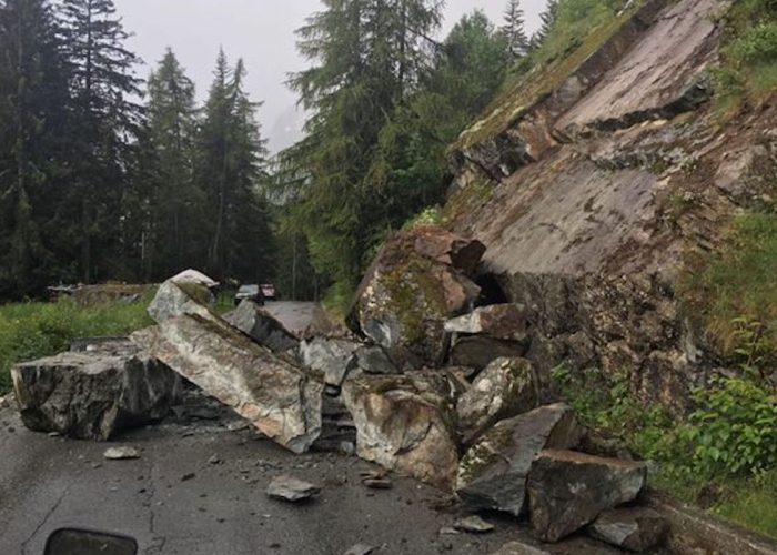 La frana a Planaval, nel Comune di Arvier