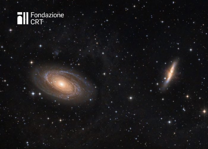 Le due galassie M81 e M82 nella costellazione dell’Orsa Maggiore, riprese dalle piazzole dell’Osservatorio Astronomico della Regione Autonoma Valle d’Aosta. Cortesia Alessandro Cipolat Bares (https://bares.altervista.org/) per la Fondazione C. Fillietroz-ONLUS