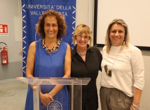 La firma della convenzione tra UniVdA e Università di Torino. In foto: Marchisio, Ceretta e Bianquin