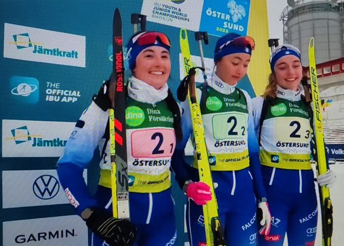 Nayeli Mariotti Cavagnet Gaia Gondolo Carlotta Gautero bronzo staffetta biathlon