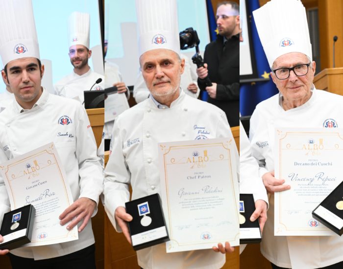 I tre cuochi valdostani premiati a Roma. Da sx: Riva, Paladini e Repaci