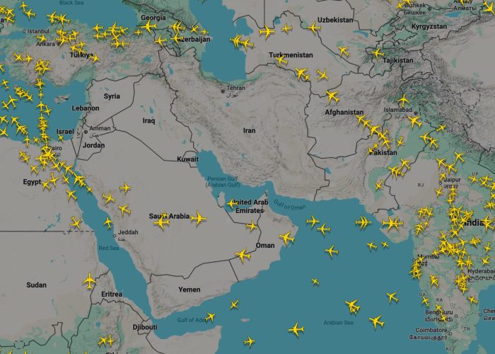La situazione aerei da Flight Radar 24