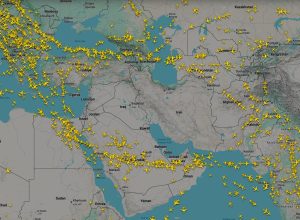 La situazione dei voli aerei da Flightradar 24
