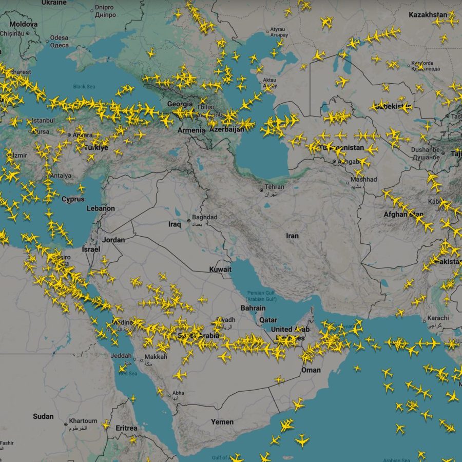 La situazione dei voli aerei da Flightradar 24
