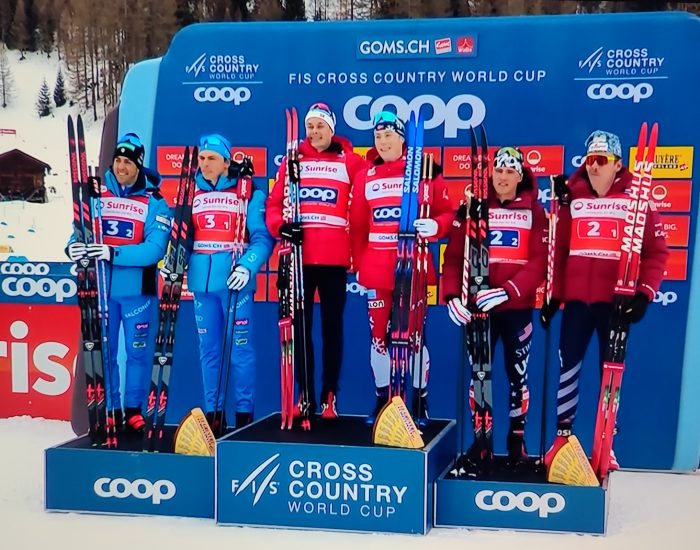 Pellegrino Barp podio team sprint Goms