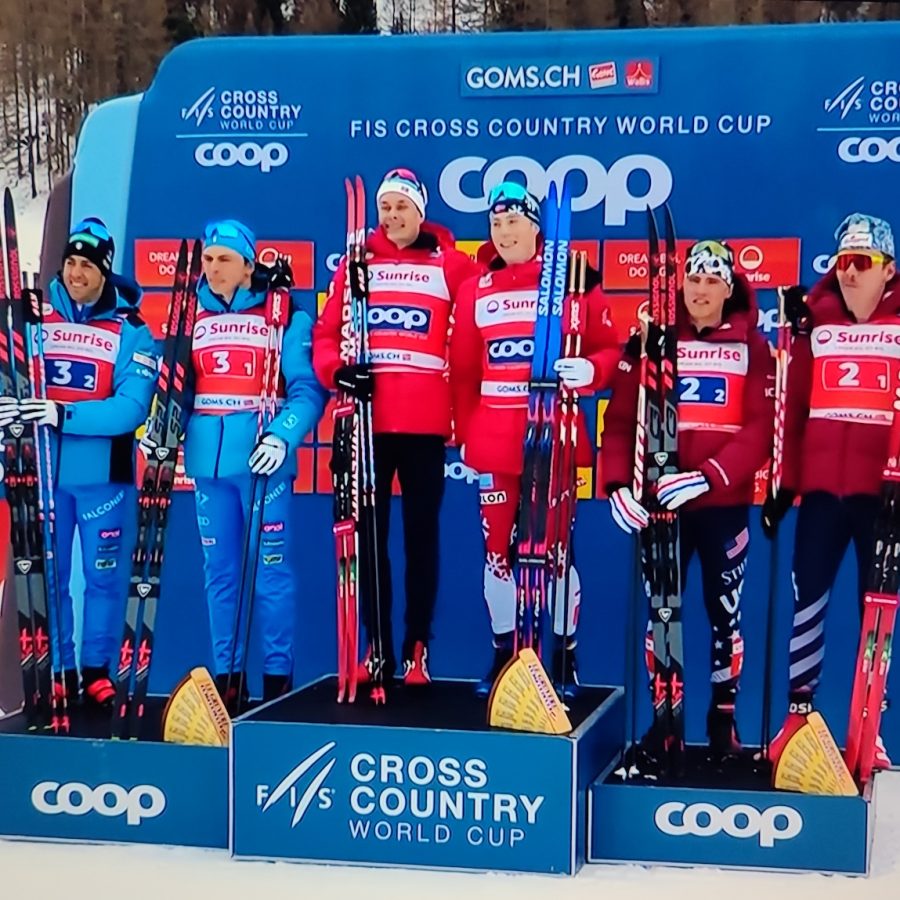 Pellegrino Barp podio team sprint Goms