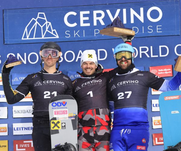 FIS Snowboard World Cup 2024-2025.1 DUSEK Jakob AUT 2 BOLTON Cameron AUS 3 SOMMARIVA Lorenzo ITA Cervinia (ITA) 14/12/2024 Photo: Giovanni Maria Pizzato/Pentaphoto