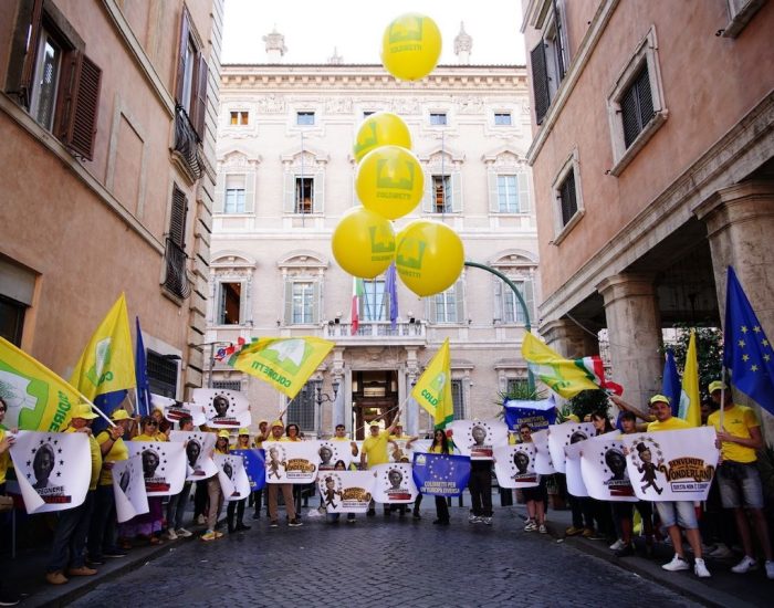 La protesta di Coldiretti davanti al Senato, a Roma