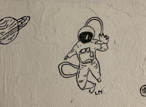 Uno dei disegni sui muri del sottopasso di via Roma, ad Aosta