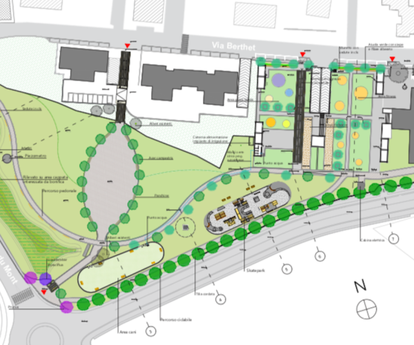 La planimetria del progetto per il parco del quartiere Dora