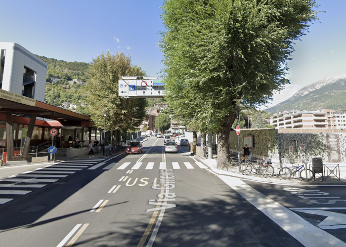 L'incrocio tra viale Ginevra e via Guédoz, ad Aosta