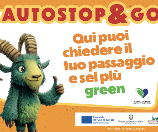 La grafica della campagna Autostop&Go dell'Unité Grand-Paradis