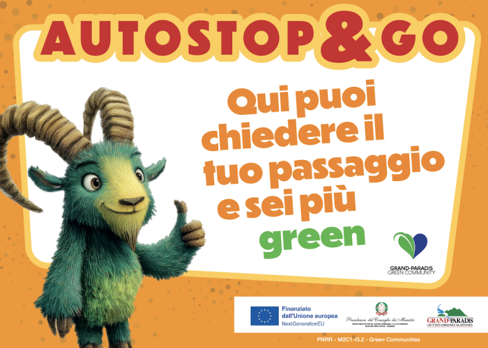 La grafica della campagna Autostop&Go dell'Unité Grand-Paradis