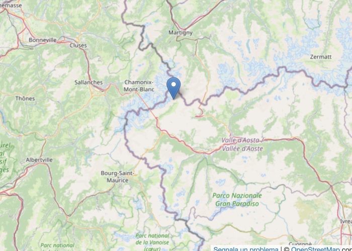 Epicentro terremoto Courmayeur