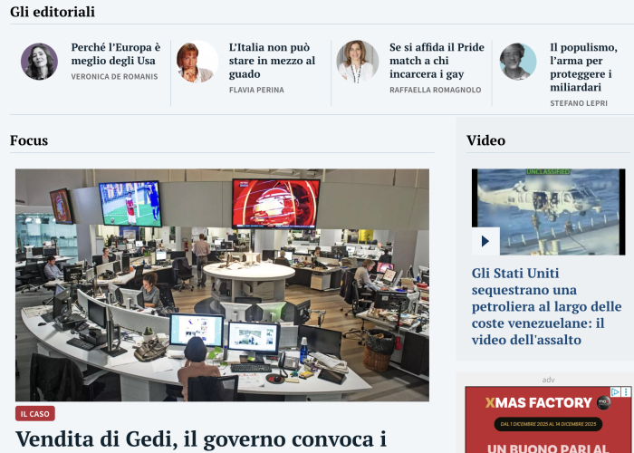 prima pagina stampa 11 dicembre