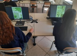 Studentesse del liceo artistico di Aosta mentre disegnano le etichette dell'olio