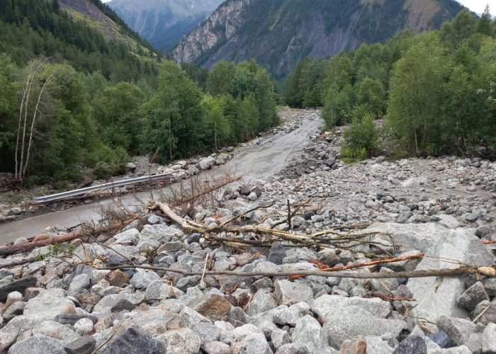 La frana in Val Ferret, a Courmayeur