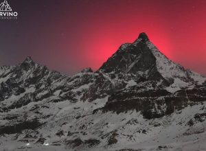 L'aurora boreale dalla webcam di Cervino Ski Paradise