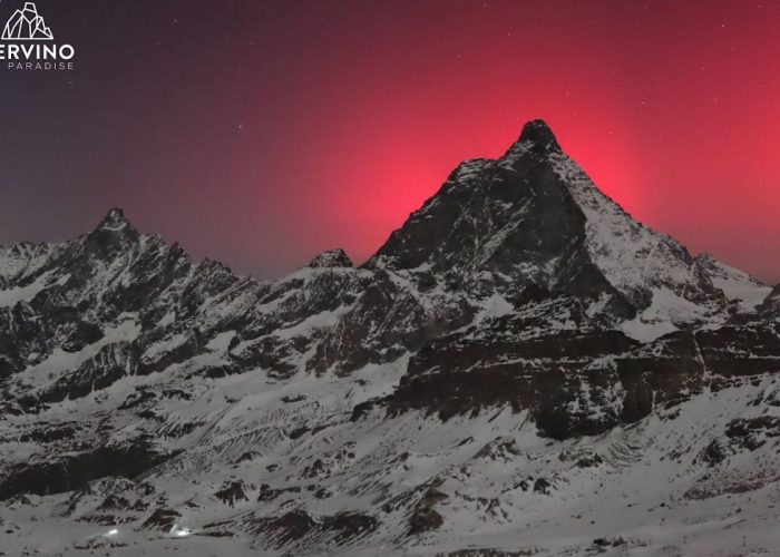L'aurora boreale dalla webcam di Cervino Ski Paradise