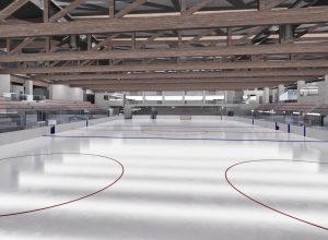 Il rendering del nuovo palaghiaccio di Aosta