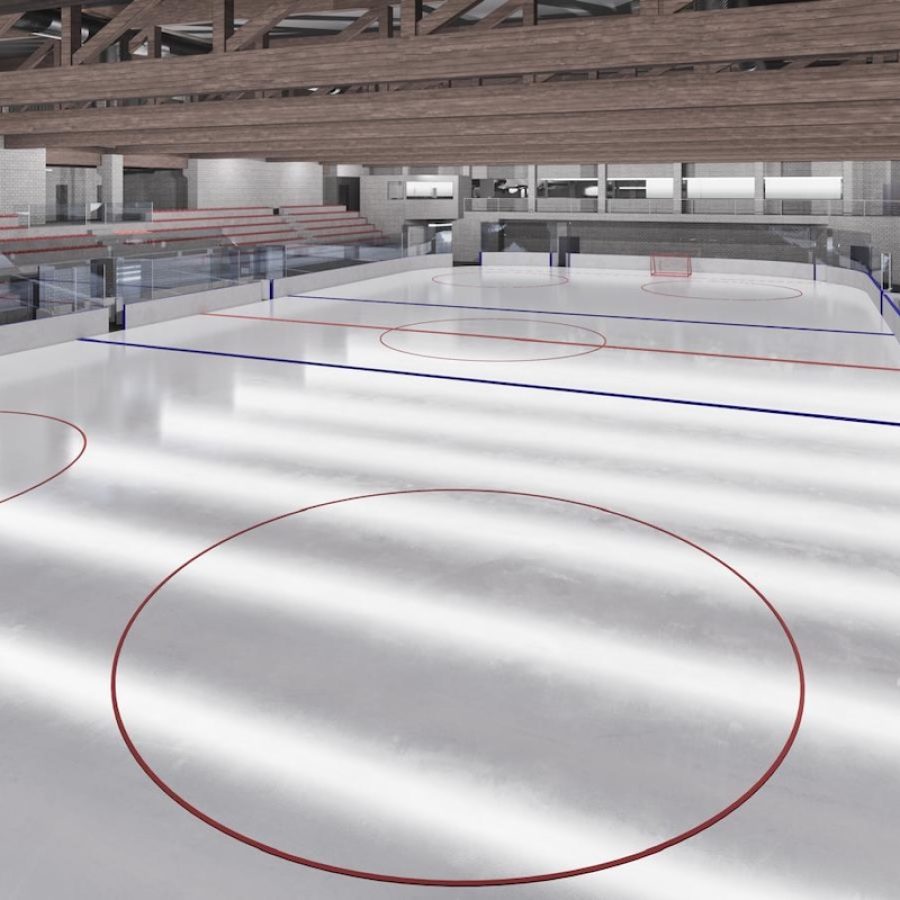 Il rendering del nuovo palaghiaccio di Aosta