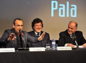 Carlo Conti con Marguerettaz e Rollandin