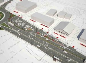 La strada che porterà alla rotonda dell'aeroporto