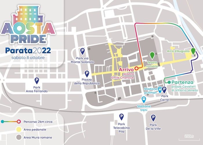 La mappa della parata dell'Aosta Pride