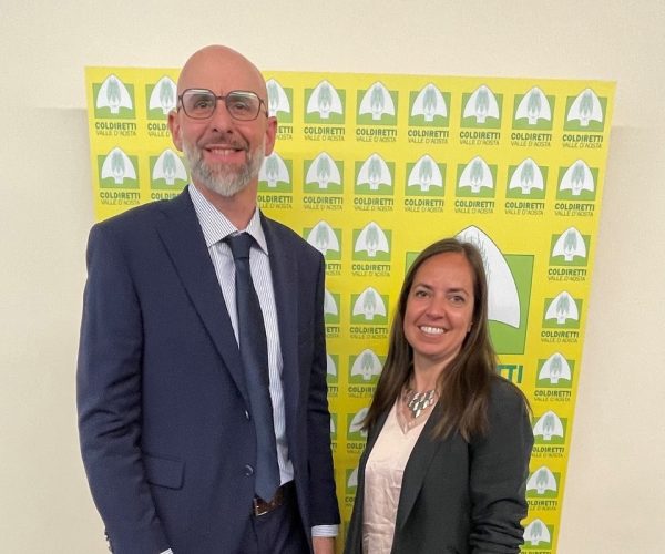 Roberto Bianco e Alessia Gontier, direttore e presidente di Coldiretti VdA
